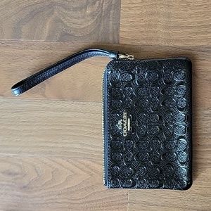 Coach sm wristlet, black patent